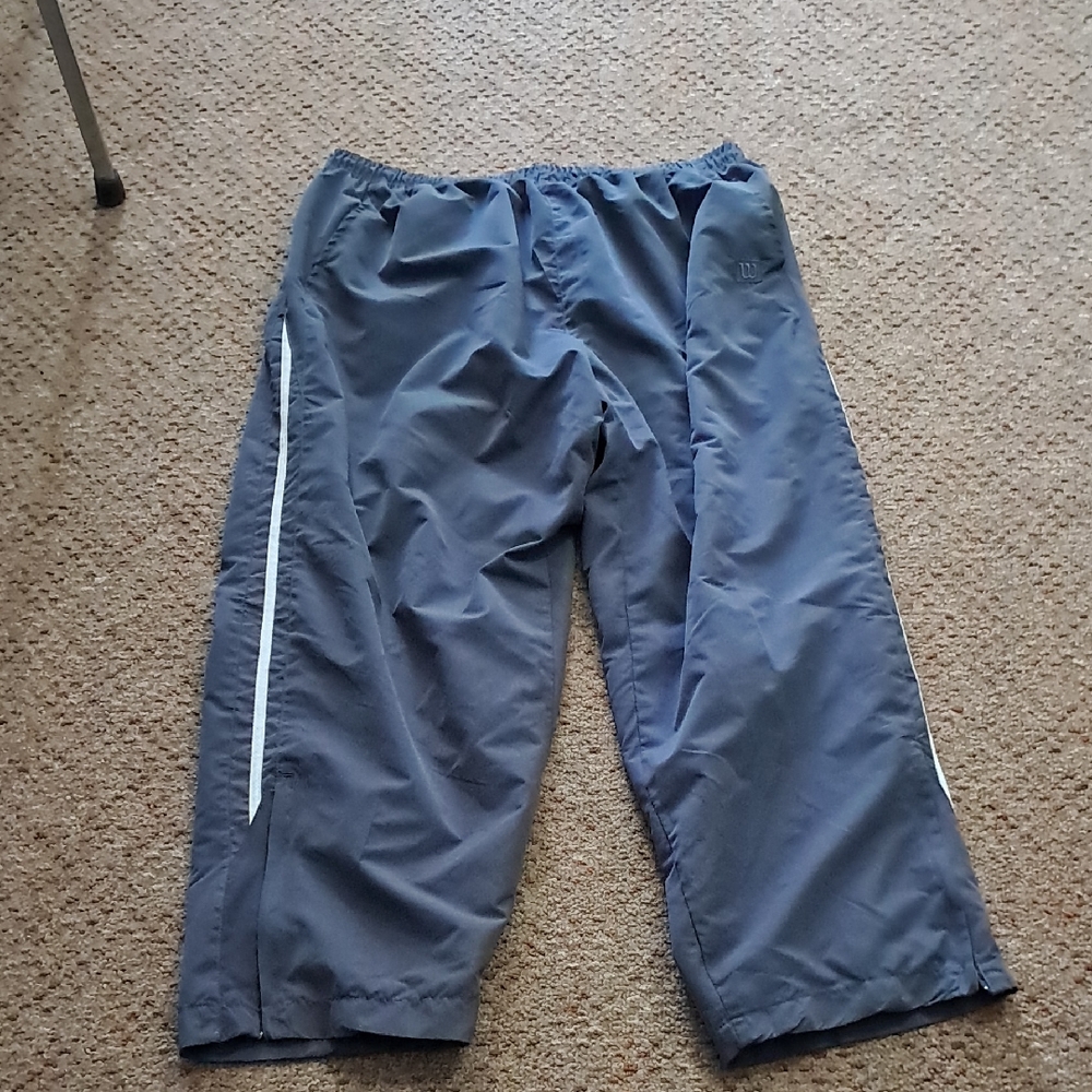 Navy Blue Track Pants with White Side Stripes
